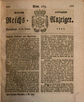 Kaiserlich privilegirter Reichs-Anzeiger (Allgemeiner Anzeiger der Deutschen) Donnerstag 20. Juli 1797