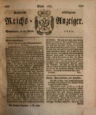 Kaiserlich privilegirter Reichs-Anzeiger (Allgemeiner Anzeiger der Deutschen) Samstag 22. Juli 1797