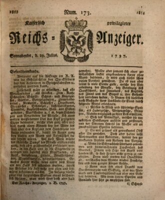 Kaiserlich privilegirter Reichs-Anzeiger (Allgemeiner Anzeiger der Deutschen) Samstag 29. Juli 1797