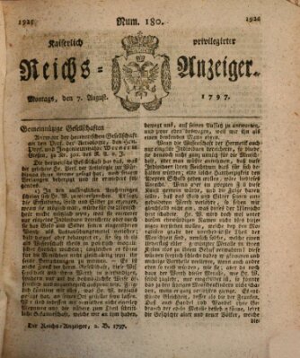 Kaiserlich privilegirter Reichs-Anzeiger (Allgemeiner Anzeiger der Deutschen) Montag 7. August 1797