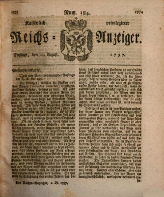 Kaiserlich privilegirter Reichs-Anzeiger (Allgemeiner Anzeiger der Deutschen) Freitag 11. August 1797