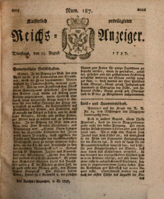 Kaiserlich privilegirter Reichs-Anzeiger (Allgemeiner Anzeiger der Deutschen) Dienstag 15. August 1797