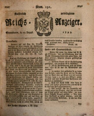 Kaiserlich privilegirter Reichs-Anzeiger (Allgemeiner Anzeiger der Deutschen) Samstag 19. August 1797