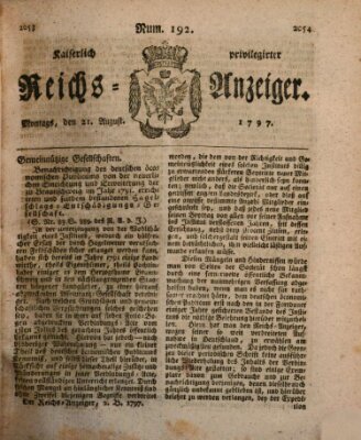 Kaiserlich privilegirter Reichs-Anzeiger (Allgemeiner Anzeiger der Deutschen) Montag 21. August 1797