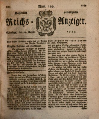 Kaiserlich privilegirter Reichs-Anzeiger (Allgemeiner Anzeiger der Deutschen) Dienstag 29. August 1797