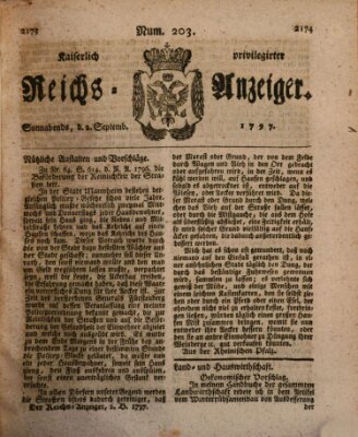 Kaiserlich privilegirter Reichs-Anzeiger (Allgemeiner Anzeiger der Deutschen) Samstag 2. September 1797