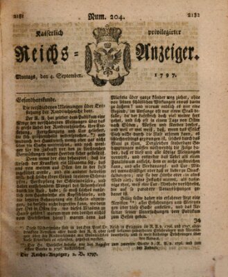 Kaiserlich privilegirter Reichs-Anzeiger (Allgemeiner Anzeiger der Deutschen) Montag 4. September 1797