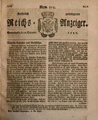 Kaiserlich privilegirter Reichs-Anzeiger (Allgemeiner Anzeiger der Deutschen) Samstag 16. September 1797