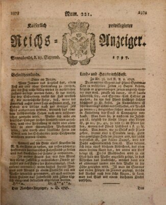 Kaiserlich privilegirter Reichs-Anzeiger (Allgemeiner Anzeiger der Deutschen) Samstag 23. September 1797