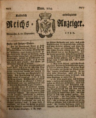 Kaiserlich privilegirter Reichs-Anzeiger (Allgemeiner Anzeiger der Deutschen) Mittwoch 27. September 1797