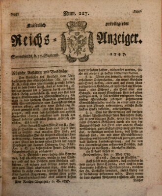 Kaiserlich privilegirter Reichs-Anzeiger (Allgemeiner Anzeiger der Deutschen) Samstag 30. September 1797