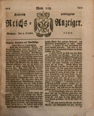 Kaiserlich privilegirter Reichs-Anzeiger (Allgemeiner Anzeiger der Deutschen) Montag 2. Oktober 1797