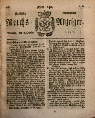 Kaiserlich privilegirter Reichs-Anzeiger (Allgemeiner Anzeiger der Deutschen) Montag 16. Oktober 1797