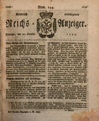 Kaiserlich privilegirter Reichs-Anzeiger (Allgemeiner Anzeiger der Deutschen) Freitag 20. Oktober 1797