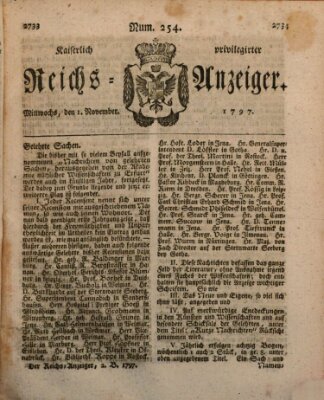 Kaiserlich privilegirter Reichs-Anzeiger (Allgemeiner Anzeiger der Deutschen) Mittwoch 1. November 1797