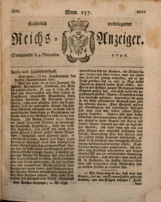 Kaiserlich privilegirter Reichs-Anzeiger (Allgemeiner Anzeiger der Deutschen) Samstag 4. November 1797