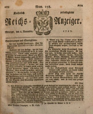 Kaiserlich privilegirter Reichs-Anzeiger (Allgemeiner Anzeiger der Deutschen) Montag 6. November 1797