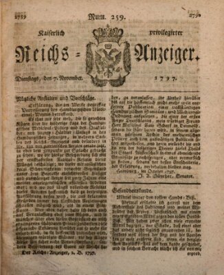 Kaiserlich privilegirter Reichs-Anzeiger (Allgemeiner Anzeiger der Deutschen) Dienstag 7. November 1797