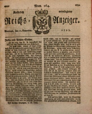 Kaiserlich privilegirter Reichs-Anzeiger (Allgemeiner Anzeiger der Deutschen) Sonntag 12. November 1797