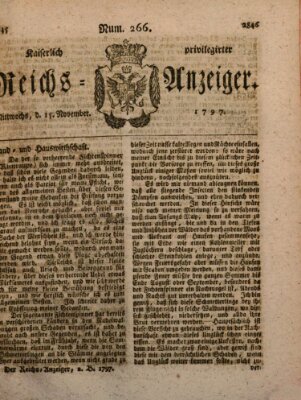 Kaiserlich privilegirter Reichs-Anzeiger (Allgemeiner Anzeiger der Deutschen) Mittwoch 15. November 1797