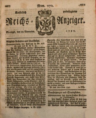 Kaiserlich privilegirter Reichs-Anzeiger (Allgemeiner Anzeiger der Deutschen) Montag 20. November 1797