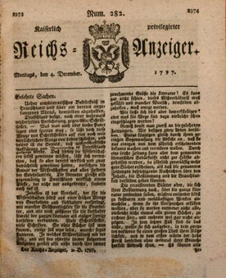 Kaiserlich privilegirter Reichs-Anzeiger (Allgemeiner Anzeiger der Deutschen) Montag 4. Dezember 1797