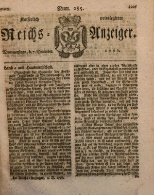 Kaiserlich privilegirter Reichs-Anzeiger (Allgemeiner Anzeiger der Deutschen) Donnerstag 7. Dezember 1797