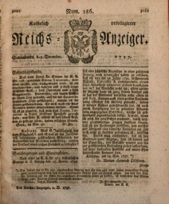 Kaiserlich privilegirter Reichs-Anzeiger (Allgemeiner Anzeiger der Deutschen) Samstag 9. Dezember 1797