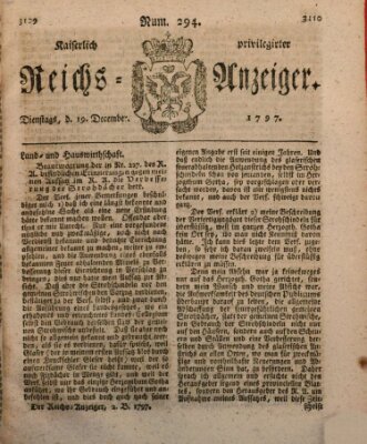 Kaiserlich privilegirter Reichs-Anzeiger (Allgemeiner Anzeiger der Deutschen) Dienstag 19. Dezember 1797