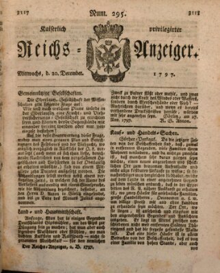 Kaiserlich privilegirter Reichs-Anzeiger (Allgemeiner Anzeiger der Deutschen) Mittwoch 20. Dezember 1797