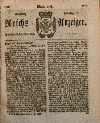 Kaiserlich privilegirter Reichs-Anzeiger (Allgemeiner Anzeiger der Deutschen) Samstag 23. Dezember 1797