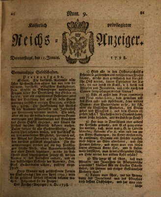 Kaiserlich privilegirter Reichs-Anzeiger (Allgemeiner Anzeiger der Deutschen) Donnerstag 11. Januar 1798