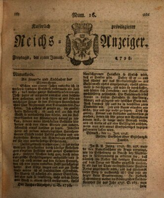 Kaiserlich privilegirter Reichs-Anzeiger (Allgemeiner Anzeiger der Deutschen) Freitag 19. Januar 1798