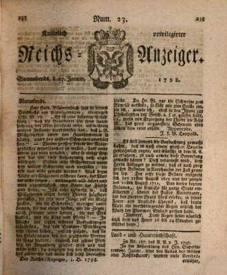 Kaiserlich privilegirter Reichs-Anzeiger (Allgemeiner Anzeiger der Deutschen) Samstag 27. Januar 1798