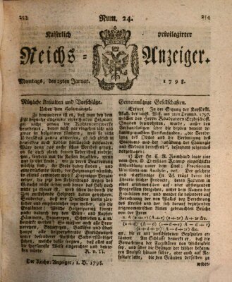 Kaiserlich privilegirter Reichs-Anzeiger (Allgemeiner Anzeiger der Deutschen) Montag 29. Januar 1798