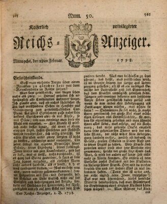 Kaiserlich privilegirter Reichs-Anzeiger (Allgemeiner Anzeiger der Deutschen) Mittwoch 28. Februar 1798