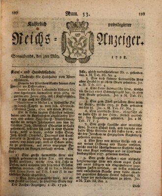 Kaiserlich privilegirter Reichs-Anzeiger (Allgemeiner Anzeiger der Deutschen) Samstag 3. März 1798