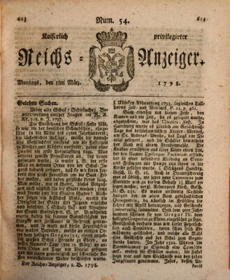 Kaiserlich privilegirter Reichs-Anzeiger (Allgemeiner Anzeiger der Deutschen) Montag 5. März 1798