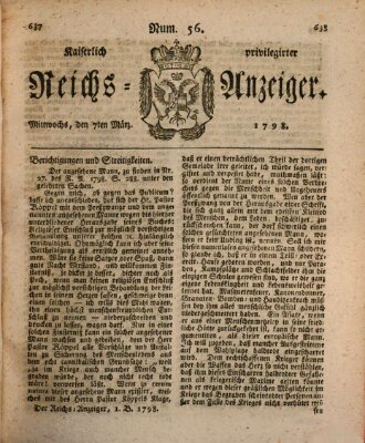 Kaiserlich privilegirter Reichs-Anzeiger (Allgemeiner Anzeiger der Deutschen) Mittwoch 7. März 1798