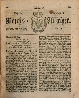 Kaiserlich privilegirter Reichs-Anzeiger (Allgemeiner Anzeiger der Deutschen) Freitag 9. März 1798