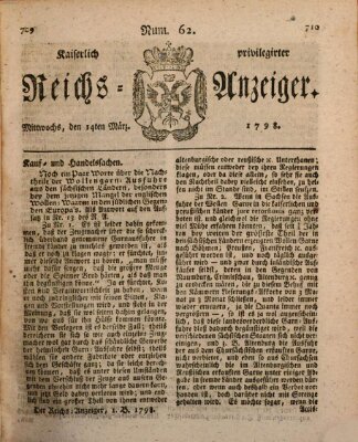 Kaiserlich privilegirter Reichs-Anzeiger (Allgemeiner Anzeiger der Deutschen) Mittwoch 14. März 1798