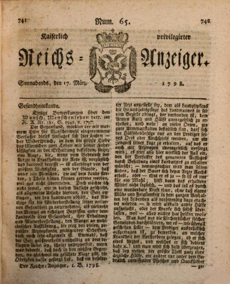 Kaiserlich privilegirter Reichs-Anzeiger (Allgemeiner Anzeiger der Deutschen) Samstag 17. März 1798