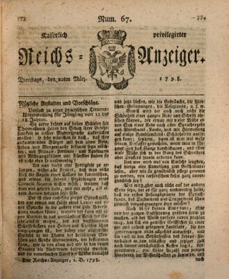 Kaiserlich privilegirter Reichs-Anzeiger (Allgemeiner Anzeiger der Deutschen) Dienstag 20. März 1798