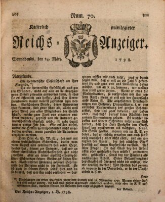 Kaiserlich privilegirter Reichs-Anzeiger (Allgemeiner Anzeiger der Deutschen) Samstag 24. März 1798