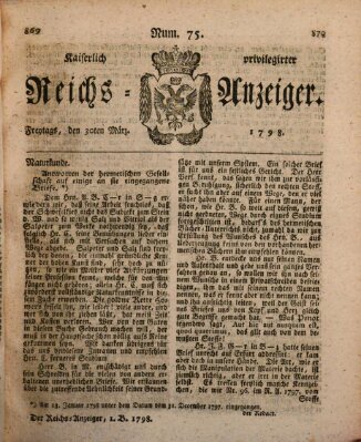 Kaiserlich privilegirter Reichs-Anzeiger (Allgemeiner Anzeiger der Deutschen) Freitag 30. März 1798