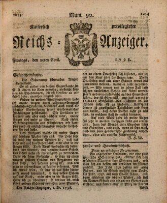 Kaiserlich privilegirter Reichs-Anzeiger (Allgemeiner Anzeiger der Deutschen) Freitag 20. April 1798