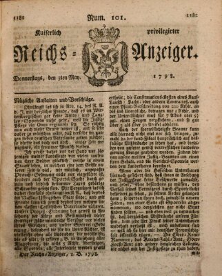 Kaiserlich privilegirter Reichs-Anzeiger (Allgemeiner Anzeiger der Deutschen) Donnerstag 3. Mai 1798