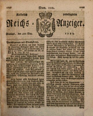 Kaiserlich privilegirter Reichs-Anzeiger (Allgemeiner Anzeiger der Deutschen) Freitag 4. Mai 1798