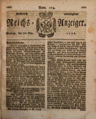 Kaiserlich privilegirter Reichs-Anzeiger (Allgemeiner Anzeiger der Deutschen) Montag 7. Mai 1798