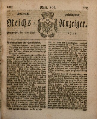 Kaiserlich privilegirter Reichs-Anzeiger (Allgemeiner Anzeiger der Deutschen) Mittwoch 9. Mai 1798